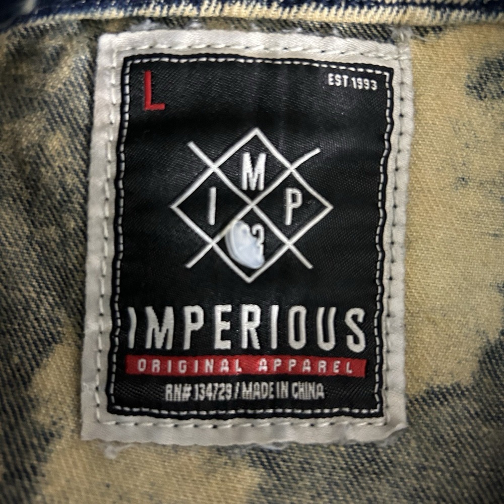 Imperious Mens Denim Vest Jean Large Distressed Acid Wash Rocker Streetwear - Picture 6 of 9